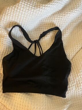 aerie Black Strappy V-Neck Sports Bralette with Double Back Straps